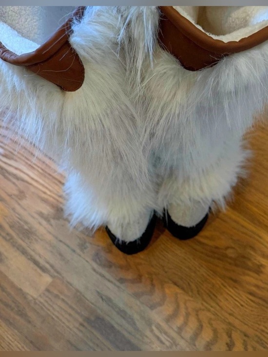 Free People Shoes - Free People White Faux Fur Tall Boots Brown Trim Women’s Size 8